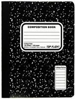 Top Flight Sewn Marble Composition Book, Black/White, College Rule, 9.75 x 7.5 Inches, 100 Sheets (41350)