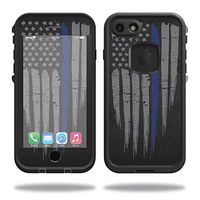 MightySkins Skin Compatible with Lifeproof iPhone 7 - Thin Blue Line | Protective, Durable, and Unique Vinyl Decal wrap Cover | Easy to Apply, Remove, and Change Styles | Made in The USA