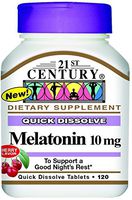 21st Century Quick Dissolve Melatonin 10mg, Cherry 120 ea (Pack of 6)