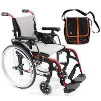 Karman S-Ergo 305 Ultra Lightweight Ergonomic Wheelchair | Adjustable Seat Height | Seat Size 16" X 17" | Frame Color Rose Red & Free Black Medical Utility Bag with Trim!