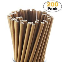 Paper Straw Disposable Brown 200 Pack Cocktail Straws Christmas Ecofriendly Decorations Straws Halloween Straws Bulk Drinking Straws Birthday Wedding Holdiay Party Supplies Bridal Shower Decorations