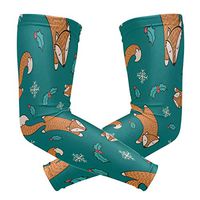 LEVEIS Fox Seamless Print Arm Sleeves UV Protection for Men Women Sunblock Protective Gloves Running Golf Cycling Driving Long Arm Cover 1 Pair