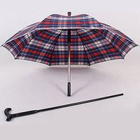 Multi Function Walking Stick Old People Anti Slip Umbrella Crutch Aluminum Alloy Umbrella Red and Blue Lattice Umbrella Diameter 102CM Cane 86Cm