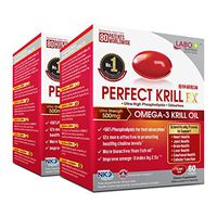 LABO Nutrition Perfect Krill EX, The Purest Ultra Strength Antarctic Krill Oil, Highest Phospholipids (>56%) with Choline & Astaxanthin, Omega 3, Heart & Joint Support, 100% Made In USA, 2x 60softgels