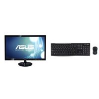 ASUS VS248H-P 24" Full HD 1920x1080 2ms HDMI DVI VGA Back-lit LED Monitor & Logitech MK270 Wireless Keyboard and Mouse Combo 2.4GHz Dropout-Free Connection