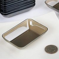 BalsaCircle 100 pcs 3-Inch Silver Plastic Rectangle Plates - Disposable Wedding Party Catering Tableware