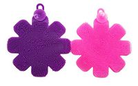 JJMG New Multipurpose Antibacterial Silicone Scrub Scrubber Sponge for Dishwashing, Face and Body Scrub, Make up Brush Cleaner lot (Purple + Pink Set of 2)