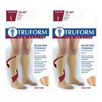 Truform Compression 30-40 mmHg Knee High Open Toe Stockings White, Large, 2 Count