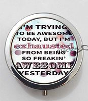 BlackKey Im Trying To Be Awesome Quotes 3-Compartment Decorative Pocket Gift Box Case Organizer for Pill, Color 1 -1497