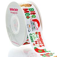 1.5" Naughty Christmas Kitty Grosgrain Ribbon 25yd