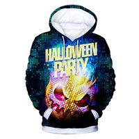 HNTDG Halloween Fashion Mens & Women Cool 3D Digital Print Party Long Sleeve Hooded Sweatshirt Tops Yellow