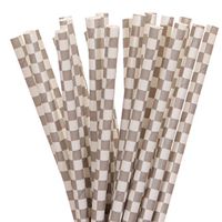Grey Checkerboard Paper Straws (50)