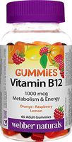 Webber Naturals Vitamin B12 Gummies 1000 mcg, Cherry Pomegranate, 60 Gummies