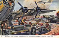 Print Ad 1942 Propellers Raise Clouds of Desert Dust as Big Bombers Load