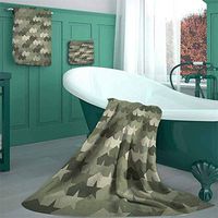 Camo 100% Cotton 3-Piece Towel Set, Grungy Worn Old Texture Abstract Stars Vintage Design Pattern Bathroom Set, Sand Free Towel for Beach, Travel, Swim, Pool, Camping (3 Piece Set - L)