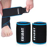 Sborter Ankle Brace 2 Pack,for Sports & Warmth & Pain Relief & Injury Recovery, High Elastic & Adjustable, 85cm Length, One Size Fits All,Black/Blue