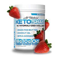 VMI Sports Keto Shake Collagen + MCTs Protein Powder – All Natural Grass-Fed Butter Keto Meal Replacement Shake with Hydrolyzed Bovine Collagen Protein, Strawberry, 21.8 Ounce Container