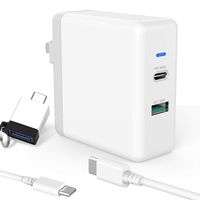USB C Charger for 2018 iPad Pro 11, 12.9, New MacBook Air, MacBook 12 inch, Samsung S8/S9/S10/Note10, 2 Ports 48W USB C Power Delivery and QC Charger, with 6.6FT C-C Cable and USB Adapter