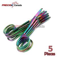 PRECISE CANADA: SET OF 5 MULTI TITANIUM COLOR RAINBOW STITCH SCISSORS 3.5" STAINLESS STEEL