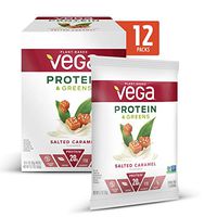 Vega Protein and Greens Salted Caramel (1.1 Ounce, Pack of 12) - Plant Based Protein Powder, Keto-Friendly, Gluten Free, Non Dairy, Vegan, Non Soy, Non GMO - (Packaging may vary)
