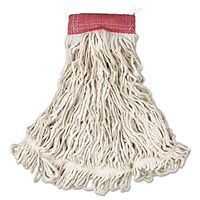 Rubbermaid A153WHI Web Foot Wet Mop, Cotton/Synthetic, White, Large, 5" Red Headband, 6/Carton