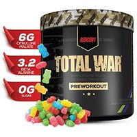 Redcon1 Total War - Pre Workout Powder, 30 Servings, (Sour Gummy) Boost Energy, Increase Endurance and Focus, Beta-Alanine, 350mg Caffeine, Citrulline Malate, Nitric Oxide Booster - Keto Friendly