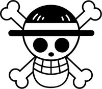 One Piece Anime - Straw Hat Flag - Vinyl - 5 Inches (Color: Black) Decal Laptop Tablet Skateboard Car Windows Stickers