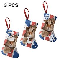 Christmas Tree and Fireplace Decoration Cat Kitten British UK Flag Unique Christmas Stockings for Funny Xmas Party