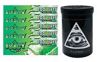 Herb Airtight Container Fresh Kettle with Juicy Jay's Cool Jay's 1.25 Flavored Hemp Rolling Papers 5 Count DC Crafts Nation- Illuminati