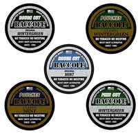 BaccOff, Premium Tobacco Free, Nicotine Free Snuff Alternative, Mint Pouches, Mint Rough Cut, Extra Wintergreen Fine Cut, Wintergreen Rough Cut, and Wintergreen Pouches Variety Pack #1 (5 Cans)