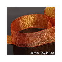 Metallic Ribbon Organza Ribbon for Wedding Party Decoration Gift Wrap Christmas Ribbons DIY Handmade Material (25Yards 38Mm),Orange