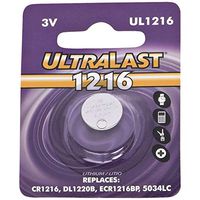 Ultralast UL-1216 Watch/Electronic Lithium Button Cell Battery Retail Packs (Discontinued by Manufacturer)