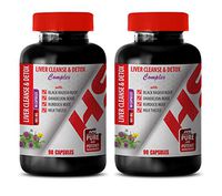 Liver Support Herbal - Liver Cleanse & Detox 905 MG Complex - Milk Thistle and Burdock - 2 Bottles 180 Capsules