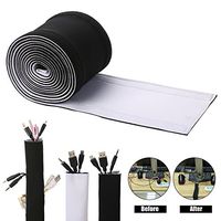 White Cable Management Sleeves,Neoprene Cord Organizer with Free Nylon for TV USB PC Computer Network Wires (118 inches) DIY by Yourself, Adjustable Black and White Reversible Wire Hider