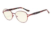 Eyekepper Computer Reading Glasses,Blue Light Filter Readers, Stylish Cateye Round Eyeglasses Women,Red +1.50