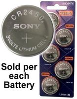 Lot of 24 Sony CR2450B 3 Volt Lithium Coin Battery On Tear Strip - Bulk Pack