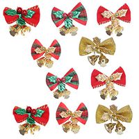 Coxeer Christmas Bows, 10PCS Gift Pull Bows Fashion Mini Bell Christmas Tree Bow Xmas Tree Decoration for Christmas Decorations