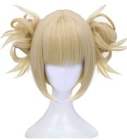 Anogol Hair Cap+613 Blonde Wigs Anime Cosplay Wigs Short Wavy Synthetic Hair With Bangs Fringe Hairstyles For Lonita Party