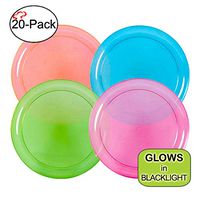 Tiger Chef Neon Assorted Party Plates, 20-Pack 9-inch Hard Plastic Plates, Assorted Neon Colors Pink, Blue, Green and Orange