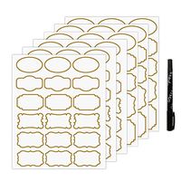 Nardo Visgo Transparent Clear Stickers Labels with Gold Border,Removable Waterproof Transparent Jars Labels in Assorted Sizes for Jars,Storage Containers or Craft Decoration,93pcs