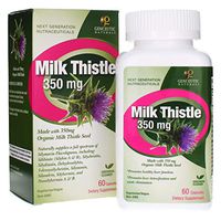 Genceutic Naturals Milk Thistle Organic Dietary Supplement Vegetarian Vegan Gluten Free Non GMO Ideal for Healthy Liver Detoxification and Glutathione Production - 350mg (60 Capsules)