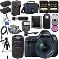 Canon EOS 5D Mark IV DSLR Camera with 24-70mm f/4L Lens 1483C018 + Canon EF 75-300mm f/4-5.6 III Telephoto Zoom Lens Bundle