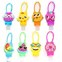 KINIA 8 Pack Mixed Kids Hand Sanitizer Travel Sized Holder Keychain Carriers. - 8-1 fl oz Flip Cap Reusable Portable Empty Bottles (8-Variety Pack MIXED)