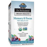 Garden of Life Dr. Formulated Organic Brain Health Memory & Focus for Adults 40+ 60 Tablets