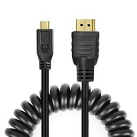 Copeak Coiled HDMI to Micro HDMI Cable High Speed Micro HDMI to Full HDMI Male Cable 19.7"/50cm High Speed Support 1080p Ethernet & Audio Return