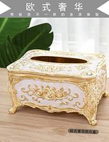 T-ZJHC European Paper Towel Box Creative Living Room Coffee Table Tray Home Table Paper Box Toilet Box, Gold White (Short Paragraph)