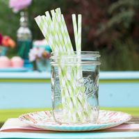 David Tutera Paper Party Straws - Moss Stripe - 24 Pieces