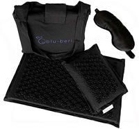 Blu beri Premium Acupressure Mat and Pillow Set | Natural Organic Linen | Acupuncture mat for Back Pain Relief | Sciatica | Tension Relief | Trigger Point Massage | Manual Massage Mat(Black)