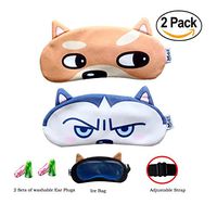 Cute Sleep Mask by Hitos | Dog and Cat Eye Mask with Gel Pad, Super Soft and Light, Cotton Smooth Sleep Mask with Adjustable Strap for Insomnia, Sleep Difficulties and Puffed Eyes (Cute Dog Buddies)