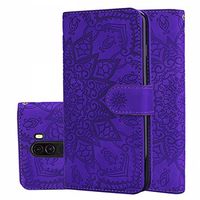 JUNXI Phone case Phone Cover Calf Pattern Double Folding Design Embossed Leather Case with Wallet & Holder & Card Slots for Xiaomi Pocophone F1(Black) Perfection (Color : Purple)